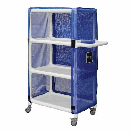 ROYAL BASKET TRUCKS 24'' Blue PVC Linen Cart with 3 Shelves R24-BBX-L3A-3ULN 50AR24BBXL3A3ULN